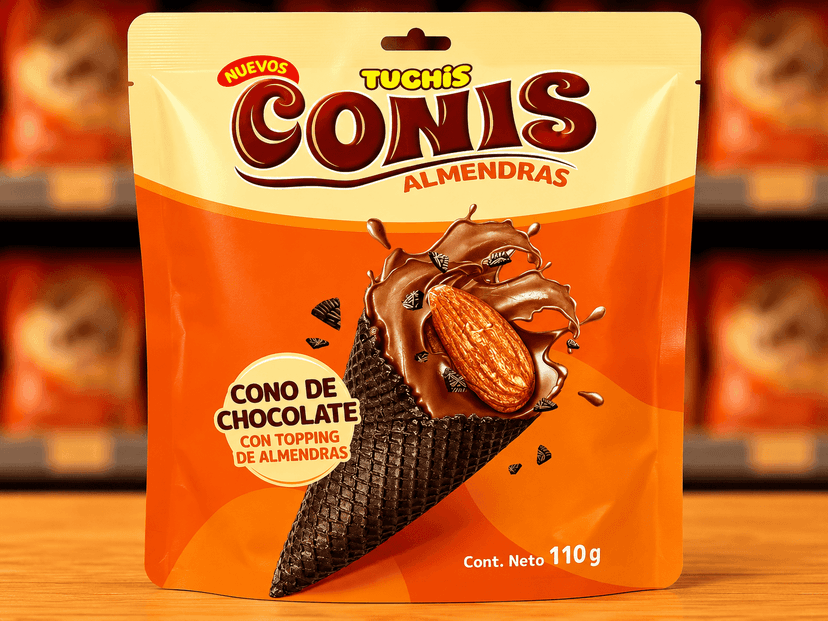 Tuchis Conis Almendras - Chocolate Cone with Almond Topping (110g)